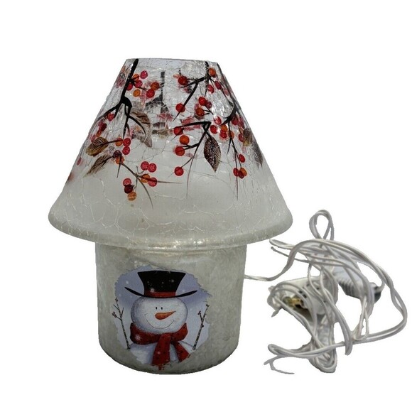 Stony Creek Decorative Lighted Glass Snowman Lamp Christmas Decor Tabletop - Picture 2 of 12